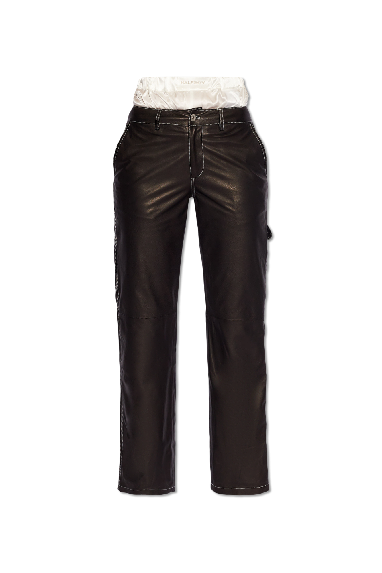 Half on sale leather trousers